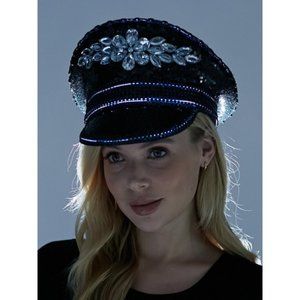 Jewelry Steampunk Black Hat Music Festival & Neon Light Captain Hat